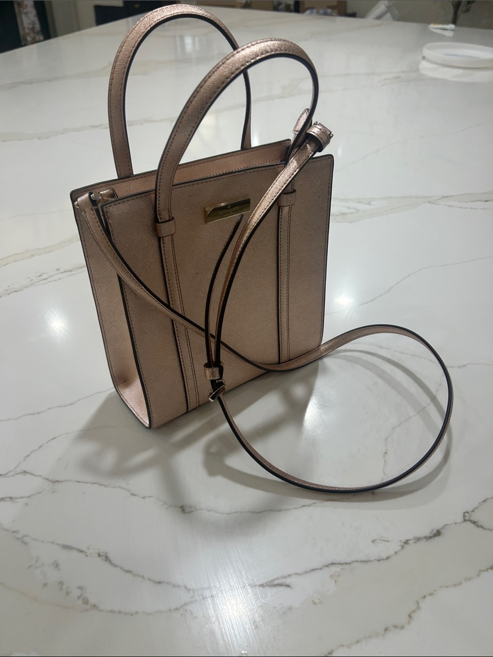 kate spade Metallic Rose Gold Crossbody Tote